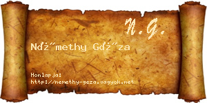 Némethy Géza névjegykártya