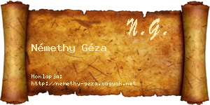 Némethy Géza névjegykártya